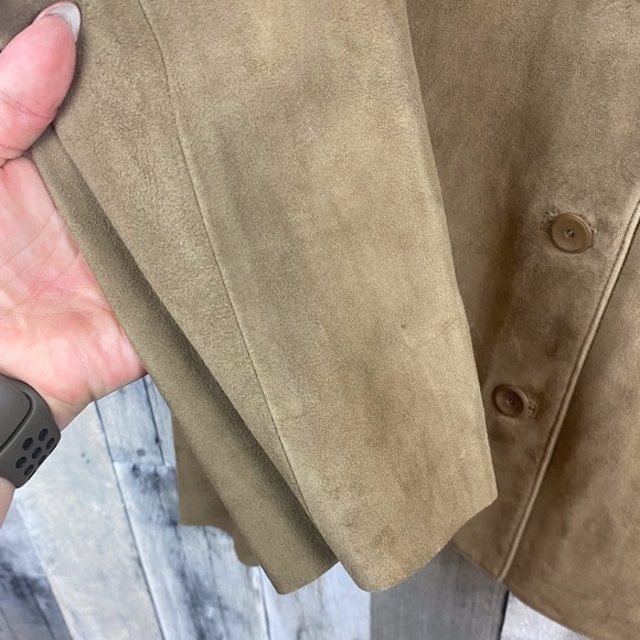 Eileen Fisher Suede Round Neck Long Jacket in Walnut Size XL New! - Picture 3 of 10